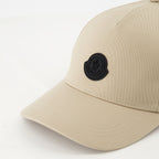 Moncler cap, beige logo cap, black logo accessory, cotton cap, Spring-Summer collection