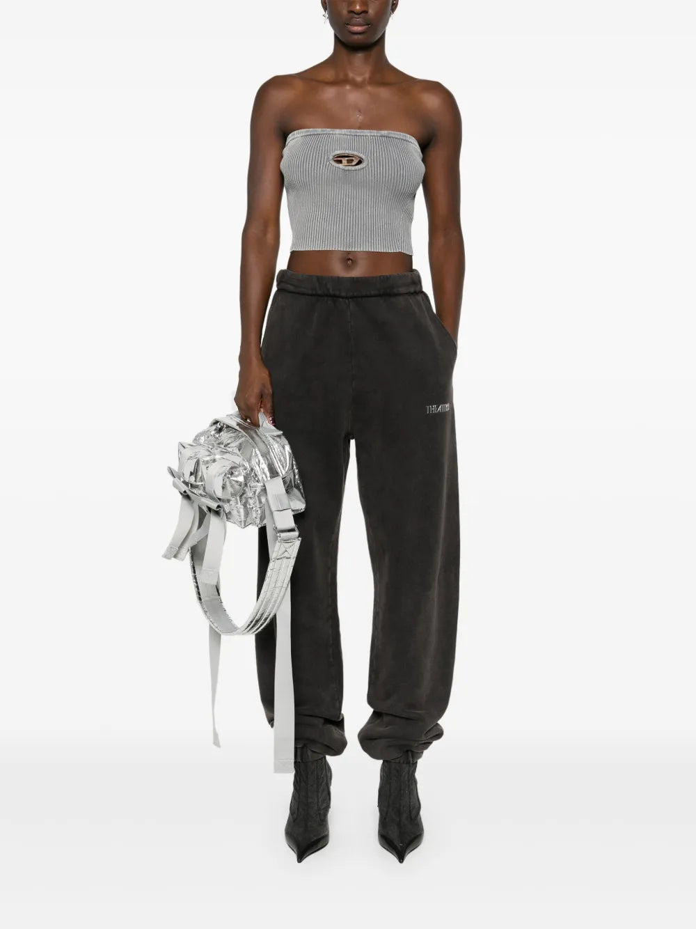 여성을 위한 디젤의 리브드 스트레치 탑 이미지 - 2024 가을-겨울 시즌 - 후면 보기