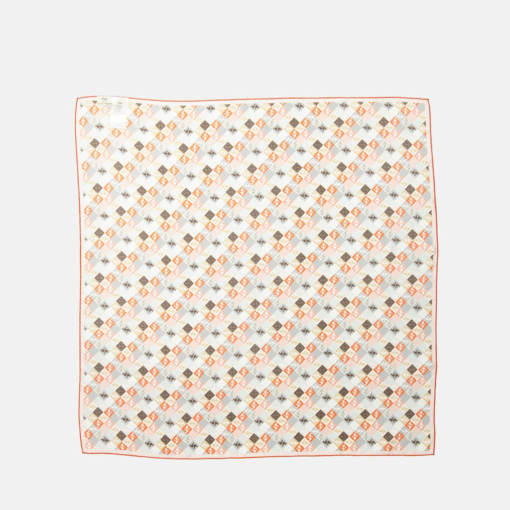 Fendi silk scarf, FF logo scarf, orange silk accessory, organic silk scarf, luxury fashion
