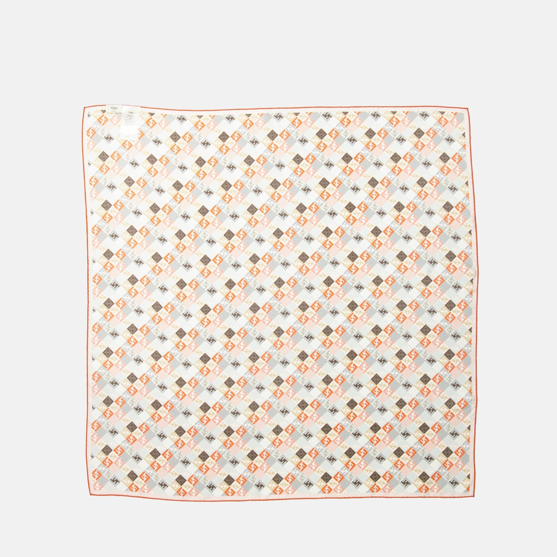 Fendi silk scarf, FF logo scarf, orange silk accessory, organic silk scarf, luxury fashion