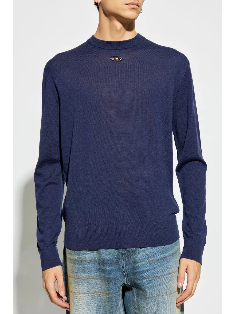 Image of Navy Wool Sweater by Diesel for Men - Season Autumn-Winter 2024 - Detail View 1