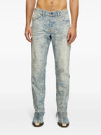 Image of Distressed Blue-Grey Denim Jeans by Diesel for Men - Season Autumn-Winter 2024 - Detail View 1