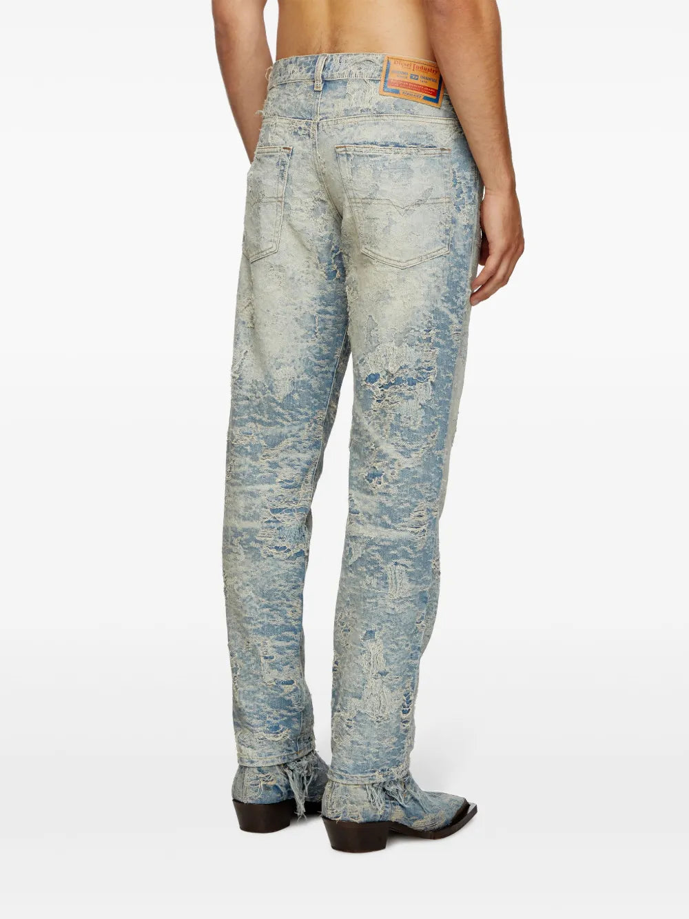 Image of Distressed Blue-Grey Denim Jeans by Diesel for Men - Season Autumn-Winter 2024 - Detail View 6