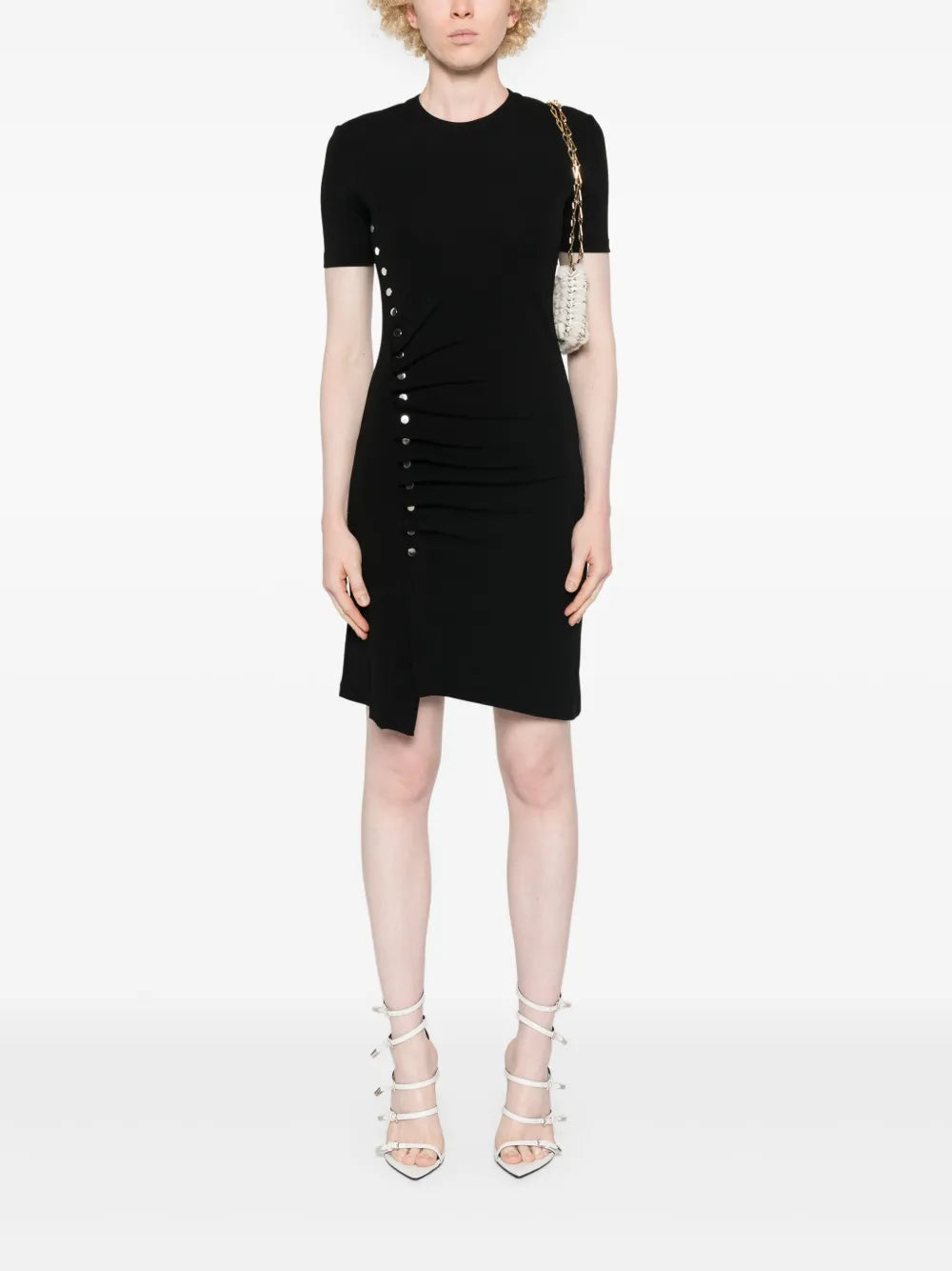 black draped dress, viscose dress, asymmetrical dress, Rabanne dress, elegant women's dress