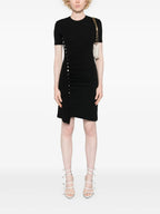 black draped dress, viscose dress, asymmetrical dress, Rabanne dress, elegant women's dress