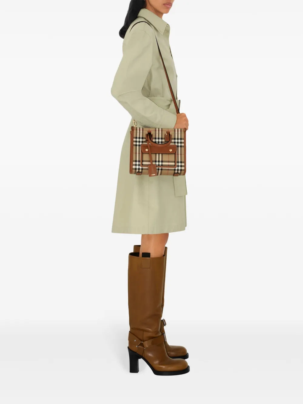 Mini Cabas Freya, Burberry bag, vintage check bag, adjustable strap handbag, canvas leather handbag