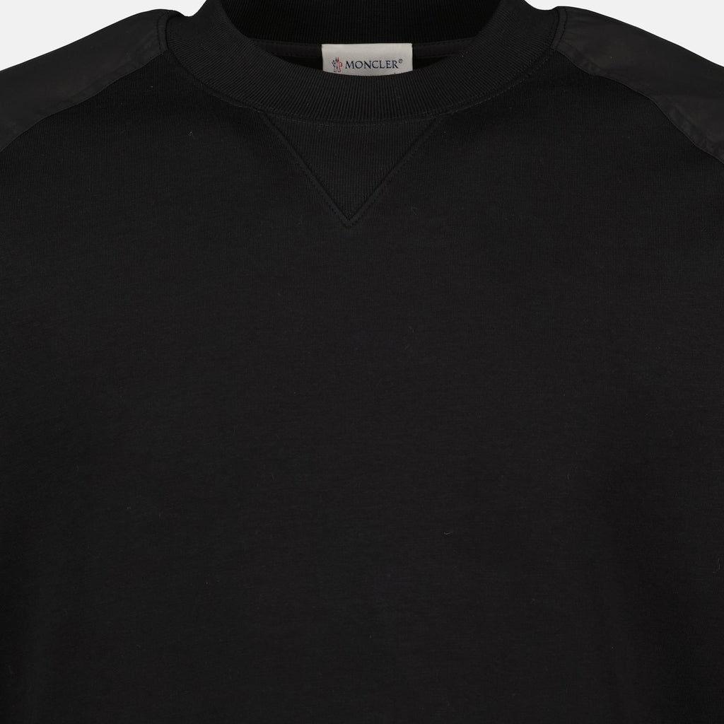 Moncler sweatshirt, black cotton sweatshirt, Autumn-Winter 2025 fashion, designer casual wear, men's designer clothing