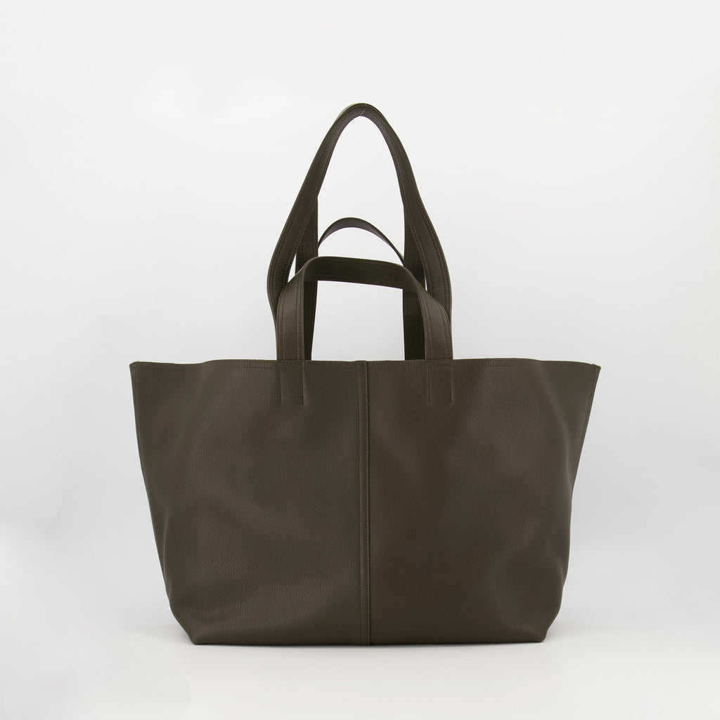 tote bag, AMI Paris, brown leather bag, grained leather tote, unisex accessories