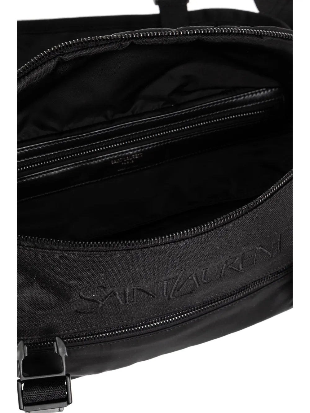 Black belt bag, nylon bag, Saint Laurent accessories, adjustable strap bag, luxury men's fashion