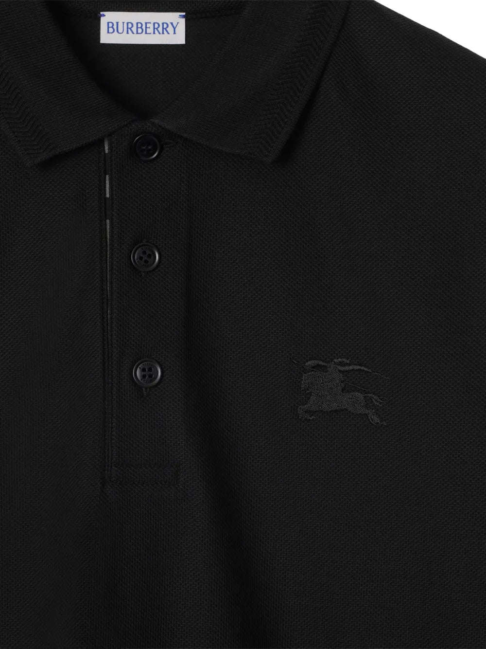 black cotton polo, Burberry polo shirt, men's classic polo, embroidered polo, summer fashion polo