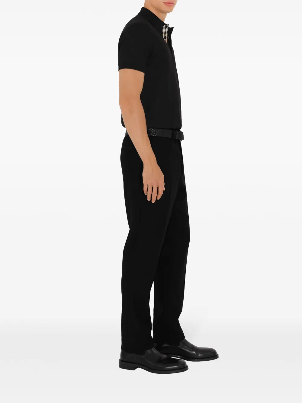 black cotton polo, Burberry polo shirt, men's classic polo, embroidered polo, summer fashion polo