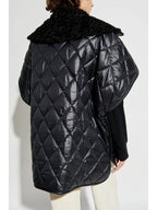 Quilted cape, Oversize fit, Black cape, Fall winter collection, Moncler cape