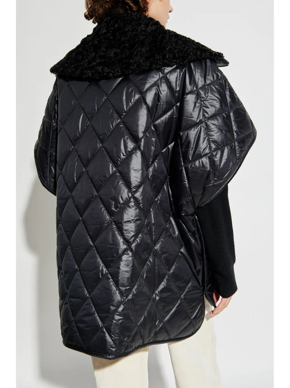 Quilted cape, Oversize fit, Black cape, Fall winter collection, Moncler cape