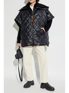 Quilted cape, Oversize fit, Black cape, Fall winter collection, Moncler cape