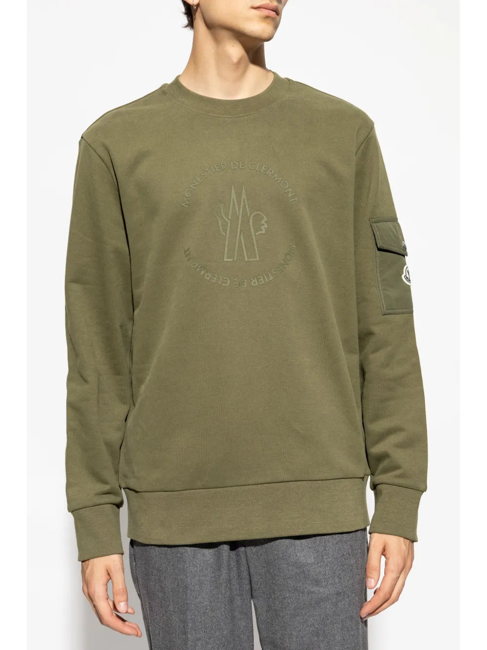 Moncler sweatshirt, green sweatshirt, men's fashion, pocket sweatshirt, AW24 collection