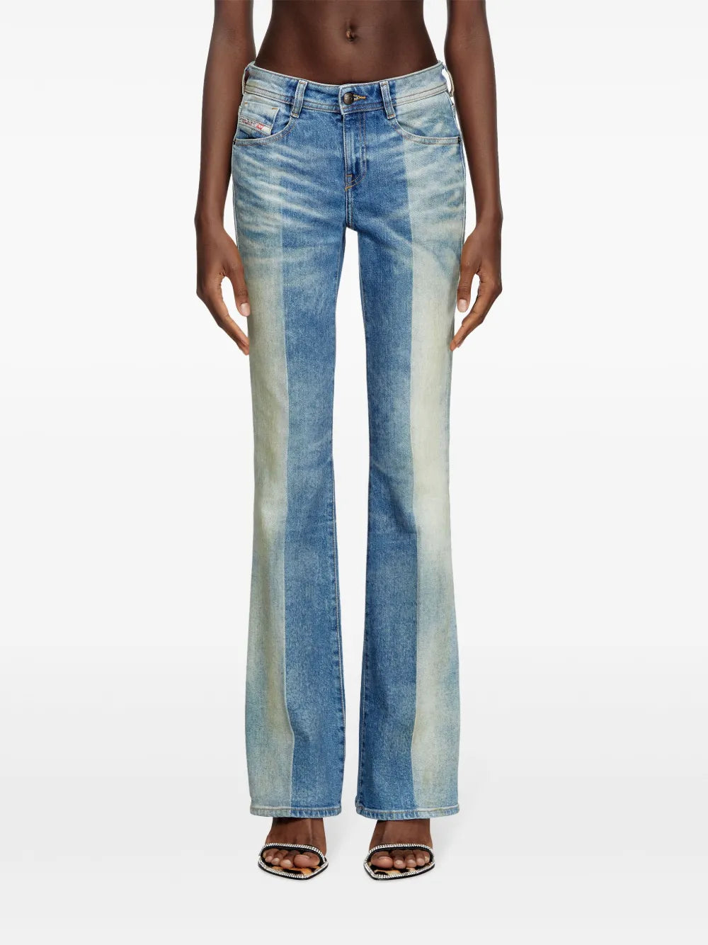Two-tone Flared Denim Jeans