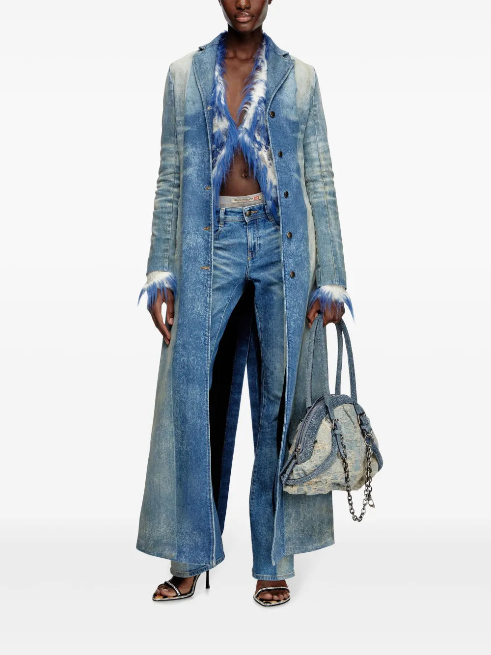 Two-tone Flared Denim Jeans