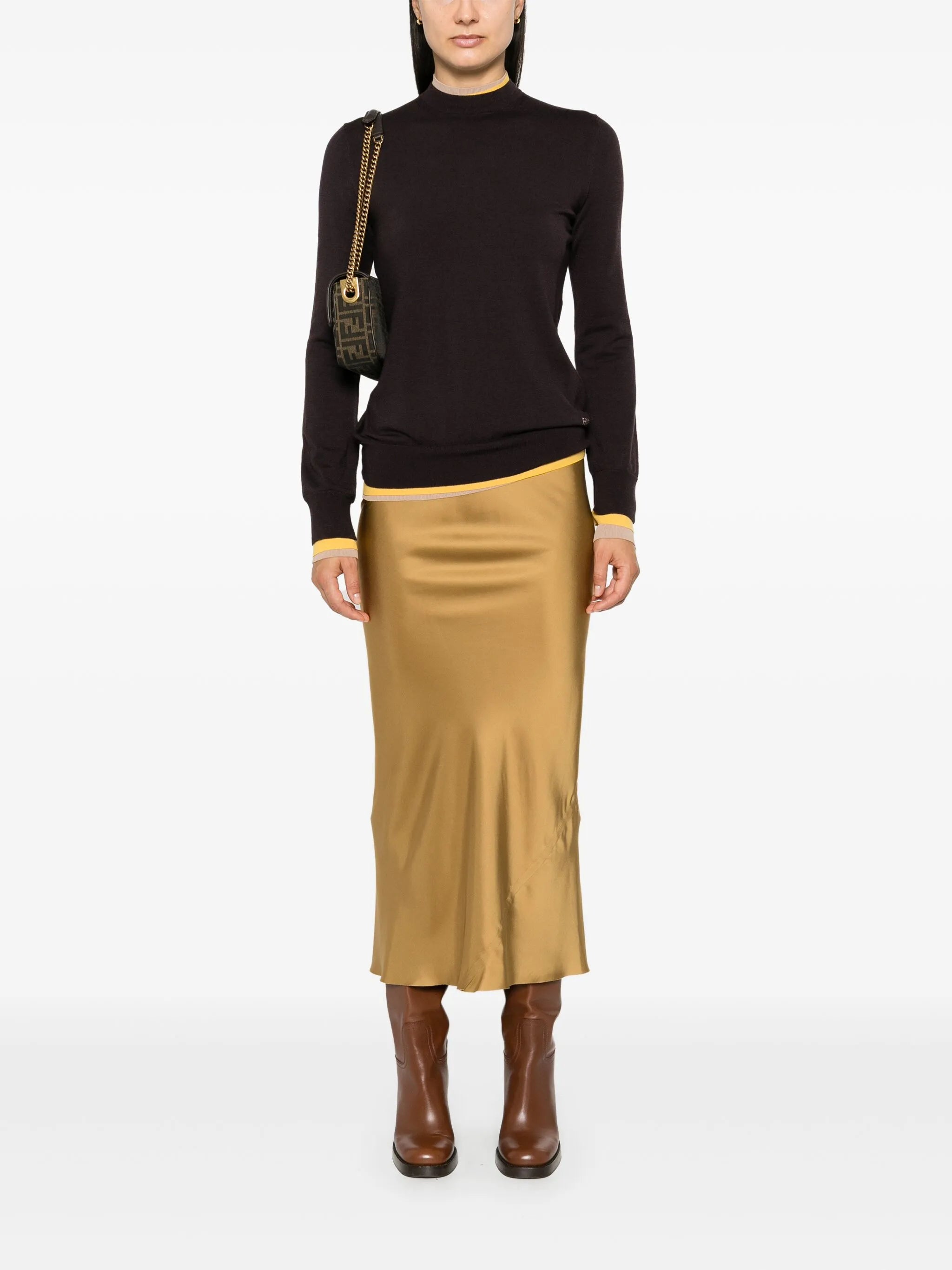 Image of Violet Wool Turtleneck Pullover by Fendi for Women - Season Autumn-Winter 2024 - Model view 1