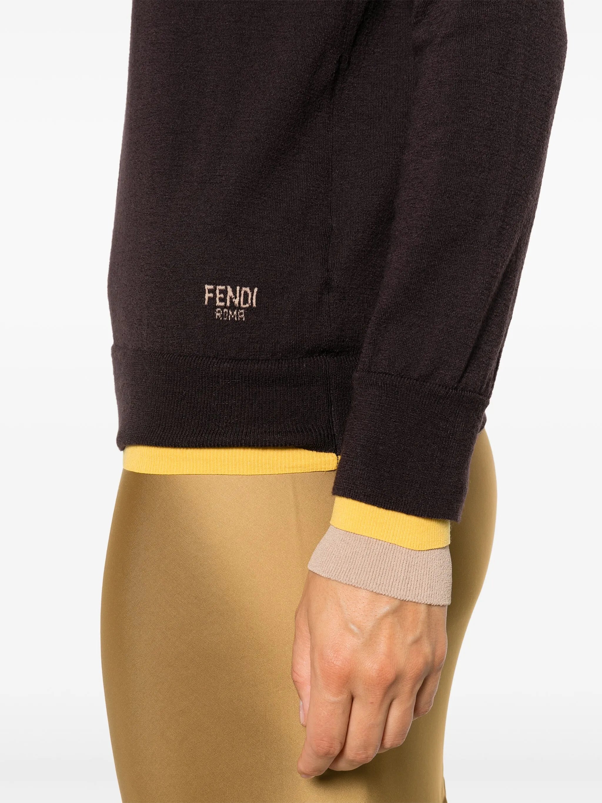 Image of Violet Wool Turtleneck Pullover by Fendi for Women - Season Autumn-Winter 2024 - Model view 4
