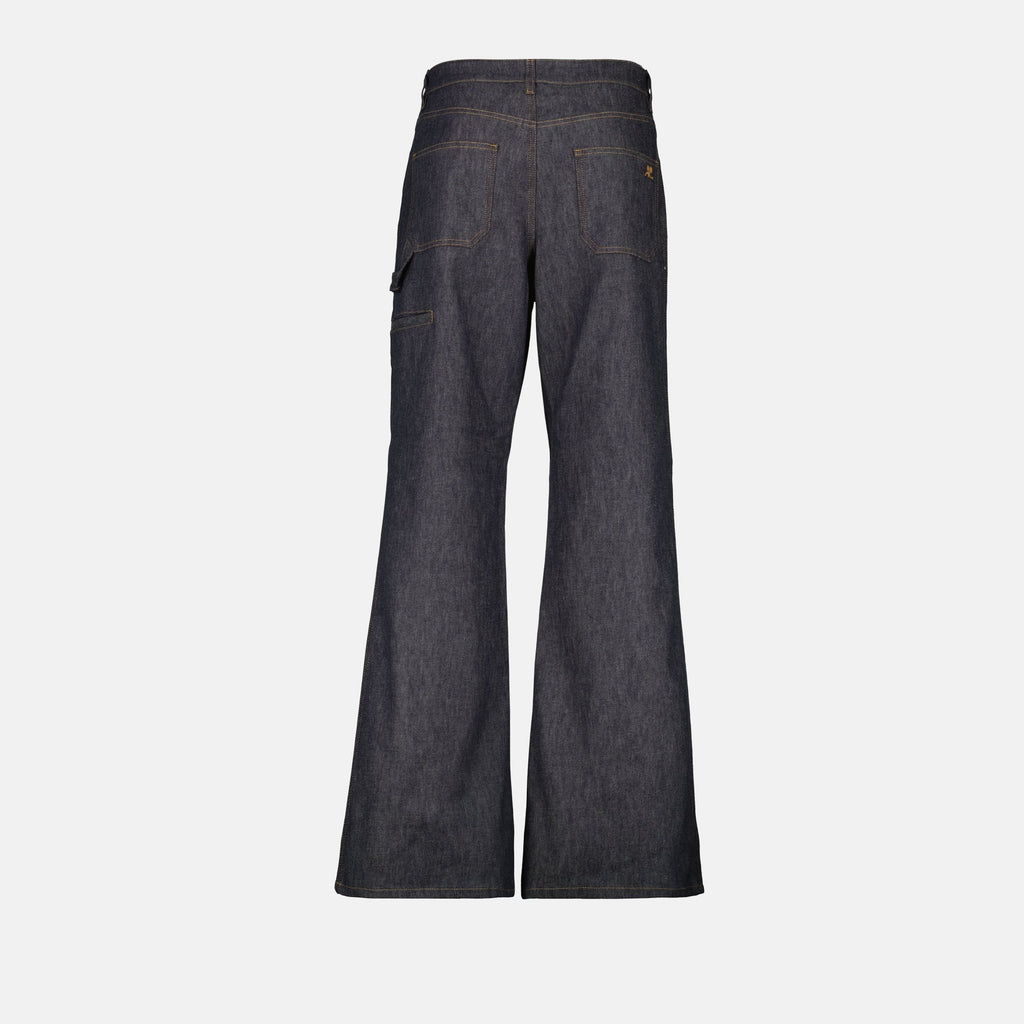 Hammer denim pants, Courrèges, grey-blue denim, baggy fit, five-pocket pants