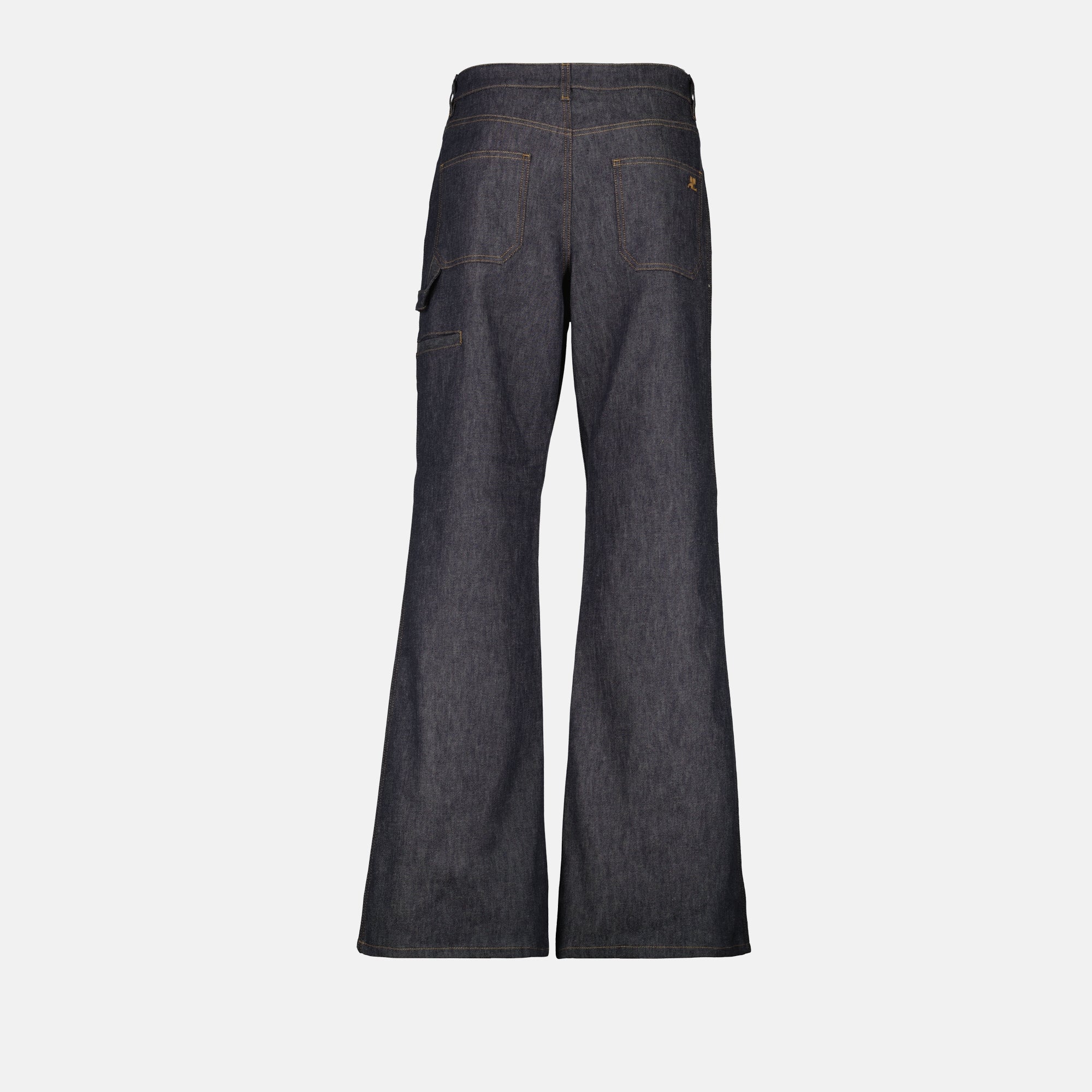 Hammer denim pants, Courrèges, grey-blue denim, baggy fit, five-pocket pants