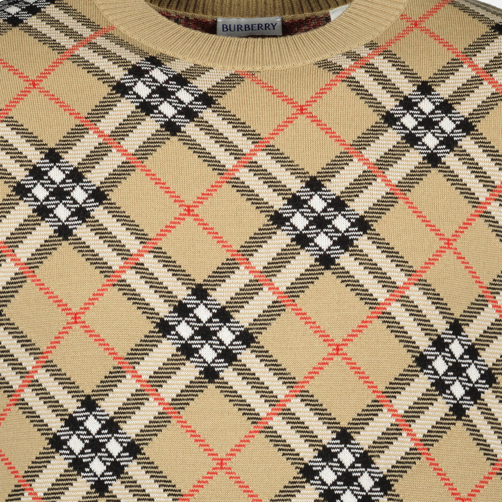Imagen del suéter de lana a cuadros de Burberry para hombres - Temporada Primavera-Verano 2026 - Vista de detalle 1