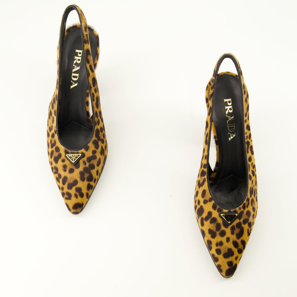 Leder Pumps mit Leopardenmuster