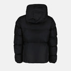 Moncler, puffer jacket, black nylon jacket, winter fashion, luxury outerwear