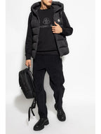 남성을 위한 몽클레르의 검정 로고 스웨트셔츠 이미지 - 2024 가을-겨울 시즌 - 뒷면 보기