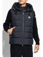 navy vest, sleeveless jacket, Moncler vest, modern design, high-quality polyester