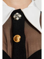 Black Bustier Contrast Collar Dress