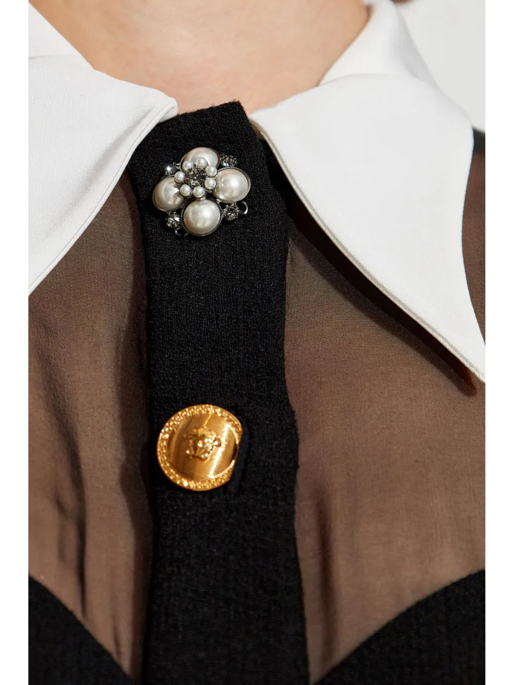 Black Bustier Contrast Collar Dress