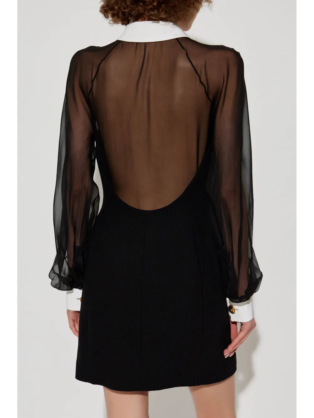 Black Bustier Contrast Collar Dress