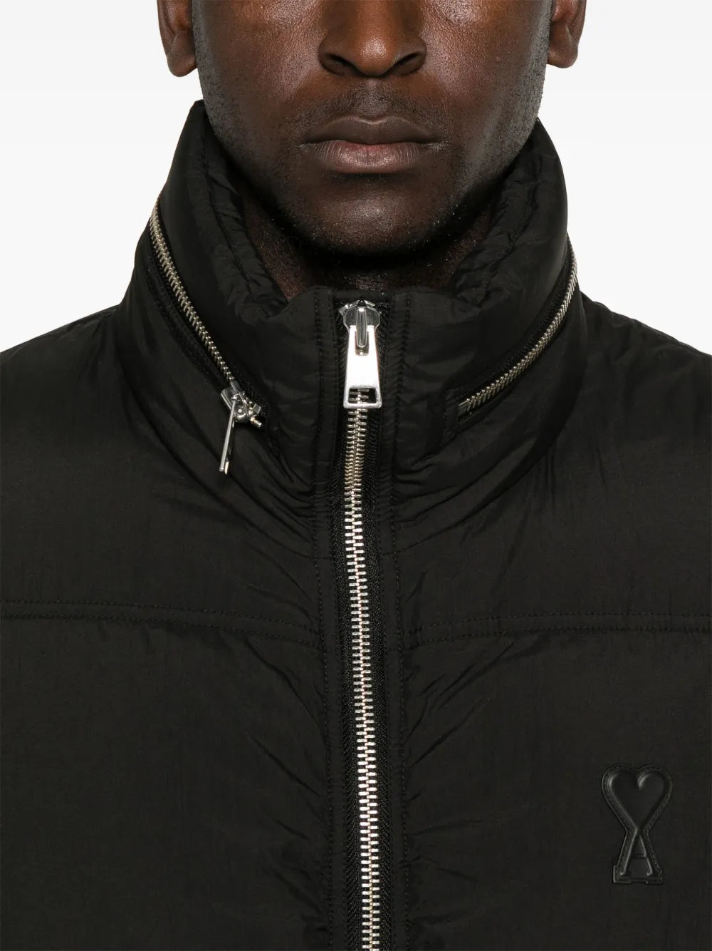 Image of Sleeveless Nylon Down Jacket by Ami PARIS for Men - Season Autumn-Winter 2024 - Detail View 7