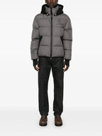 Image of Quilted Gray Jacket with Logo Patch by Moncler Grenoble for Men - Season Autumn-Winter 2024 - Back View