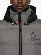 Image of Quilted Gray Jacket with Logo Patch by Moncler Grenoble for Men - Season Autumn-Winter 2024 - Detail View 7