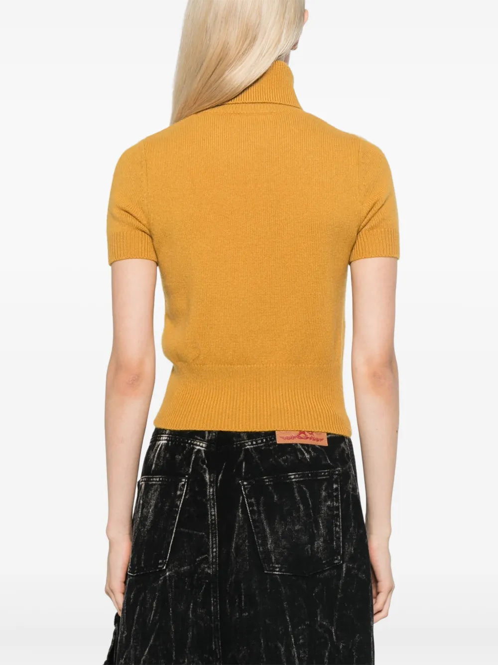 Pull Col Roulé en Cachemire Jaune