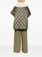 오버사이즈 카키 퀼팅 케이프