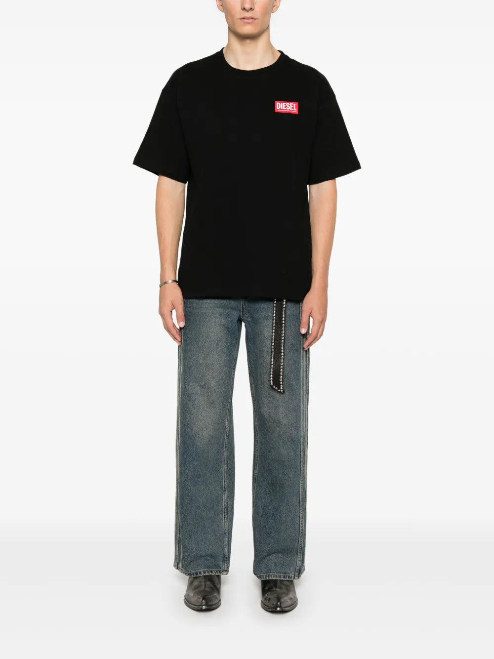 Diesel T-shirt, oversized black T-shirt, cotton jersey shirt, casual wear, round neck T-shirt