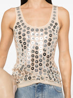 Metallic Detail Beige Top