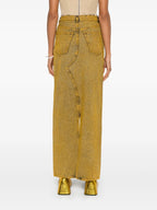 Denim Maxi Skirt in Yellow