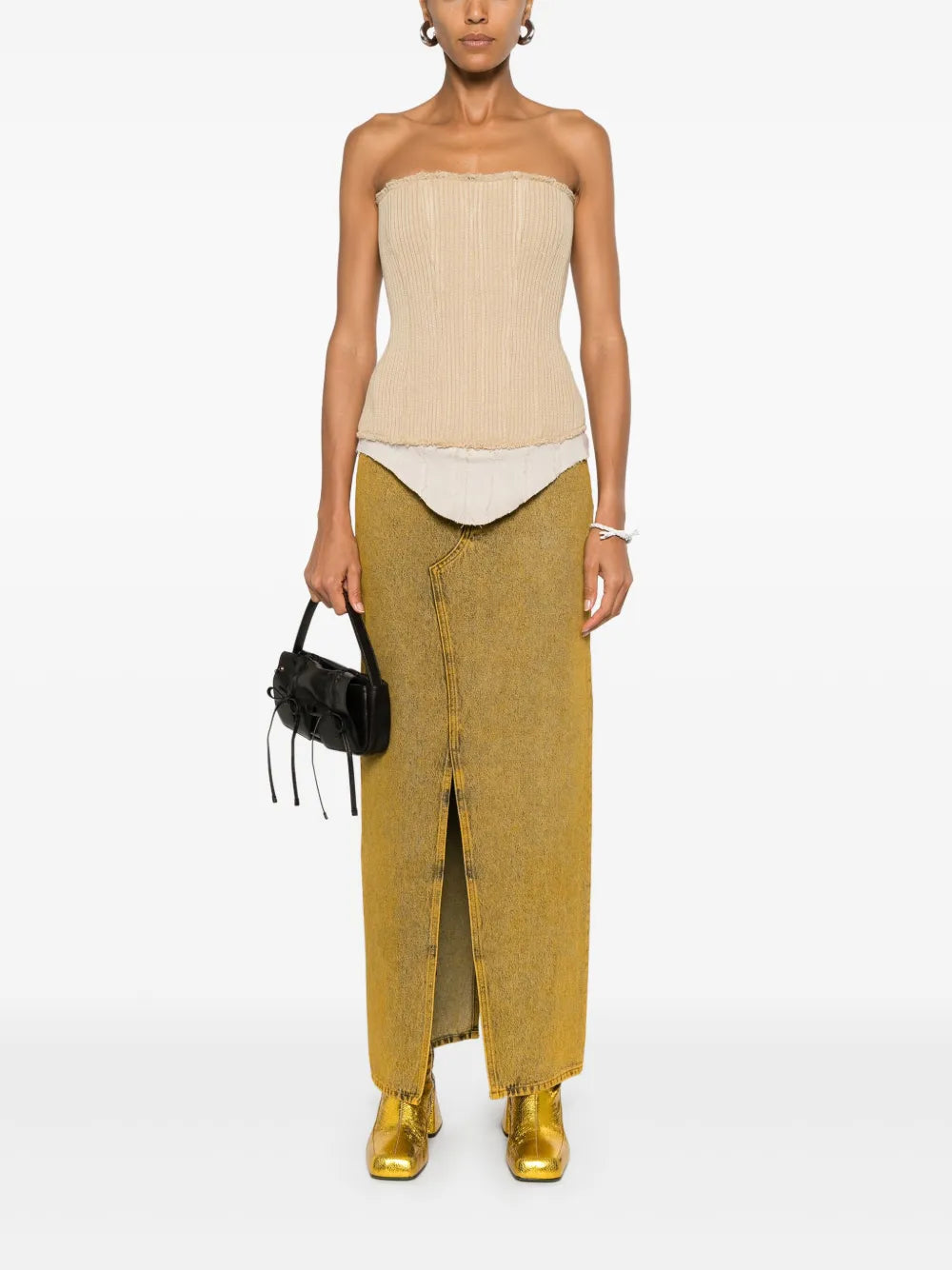 Denim Maxi Skirt in Yellow WE IN STYLE - Main Image