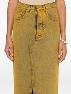 Denim Maxi Skirt in Yellow