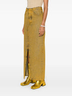 Denim Maxi Skirt in Yellow
