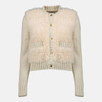 Moncler cardigan, beige teddy cardigan, women's wool cardigan, Autumn-Winter 2025 collection, luxury fashion