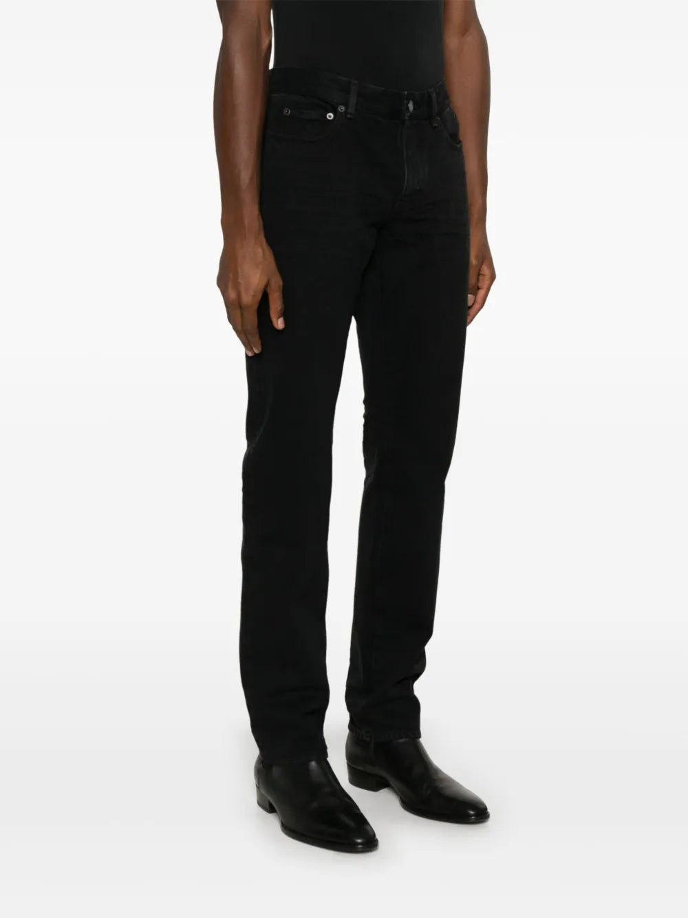 Image of Black Slim Denim Jeans by Saint Laurent for Men - Season Autumn-Winter 2024 - Detail View 1