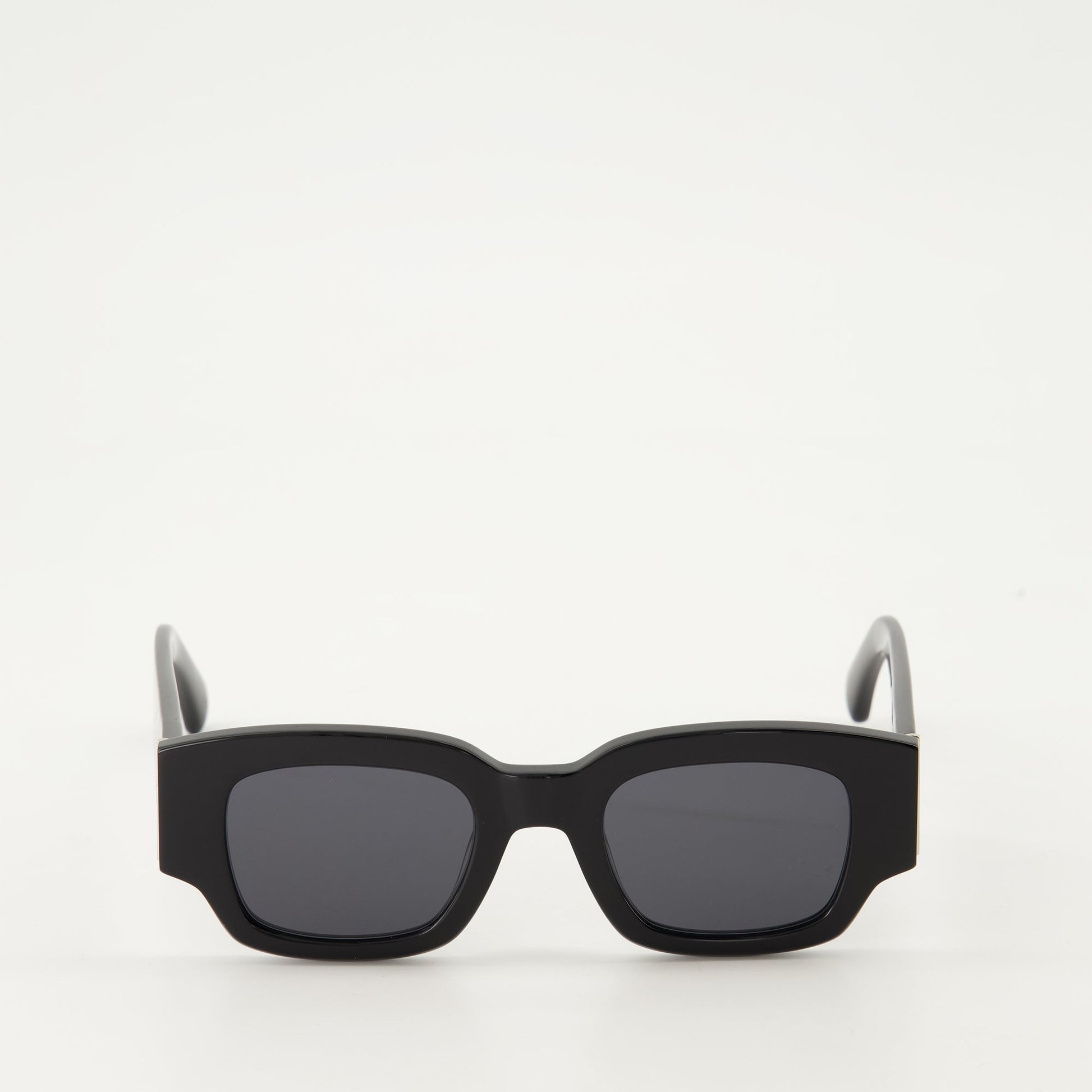 black sunglasses, AMI Paris, luxury eyewear, acetate frame, nylon lenses