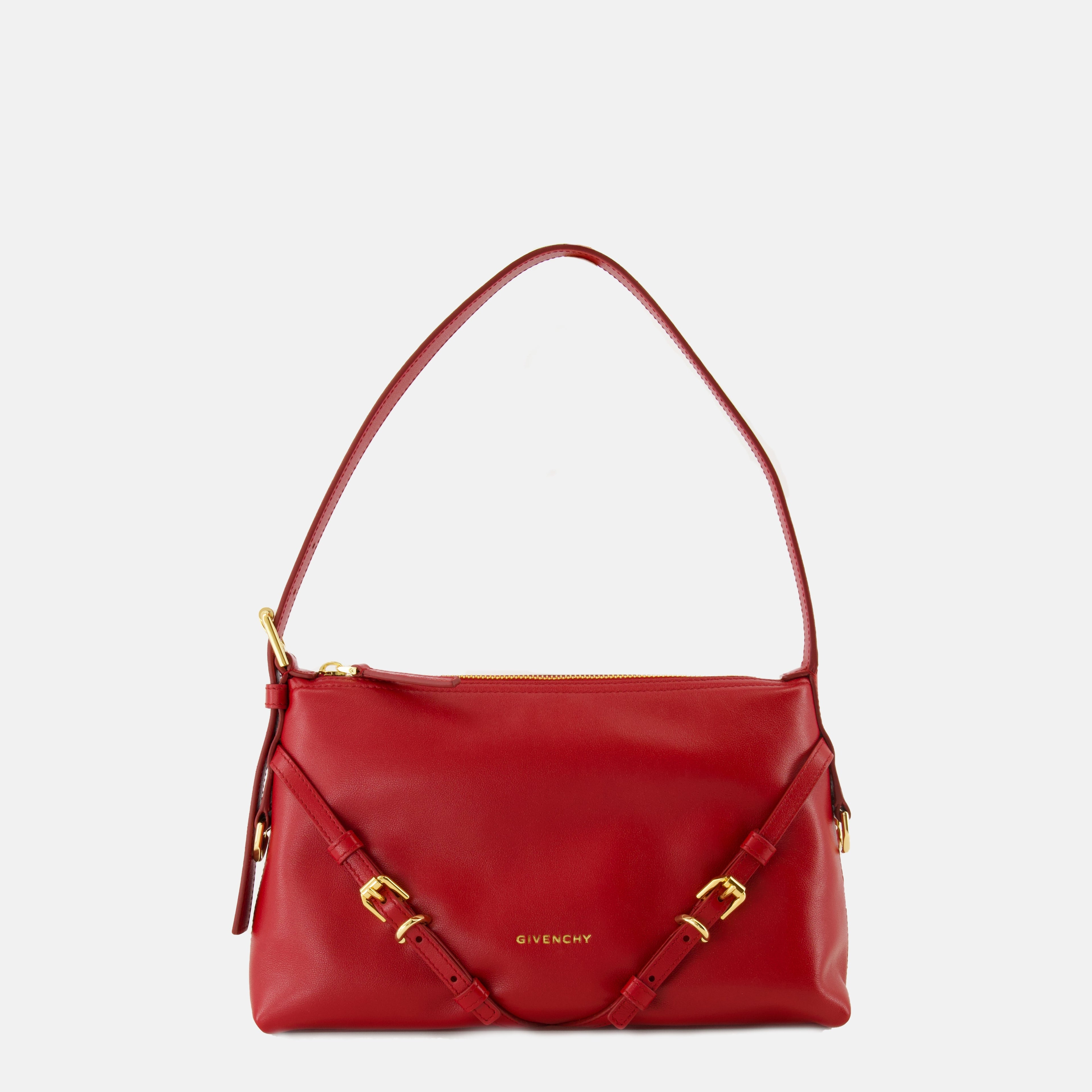 Givenchy handbag, red leather bag, mini bag, shoulder bag, luxury accessories