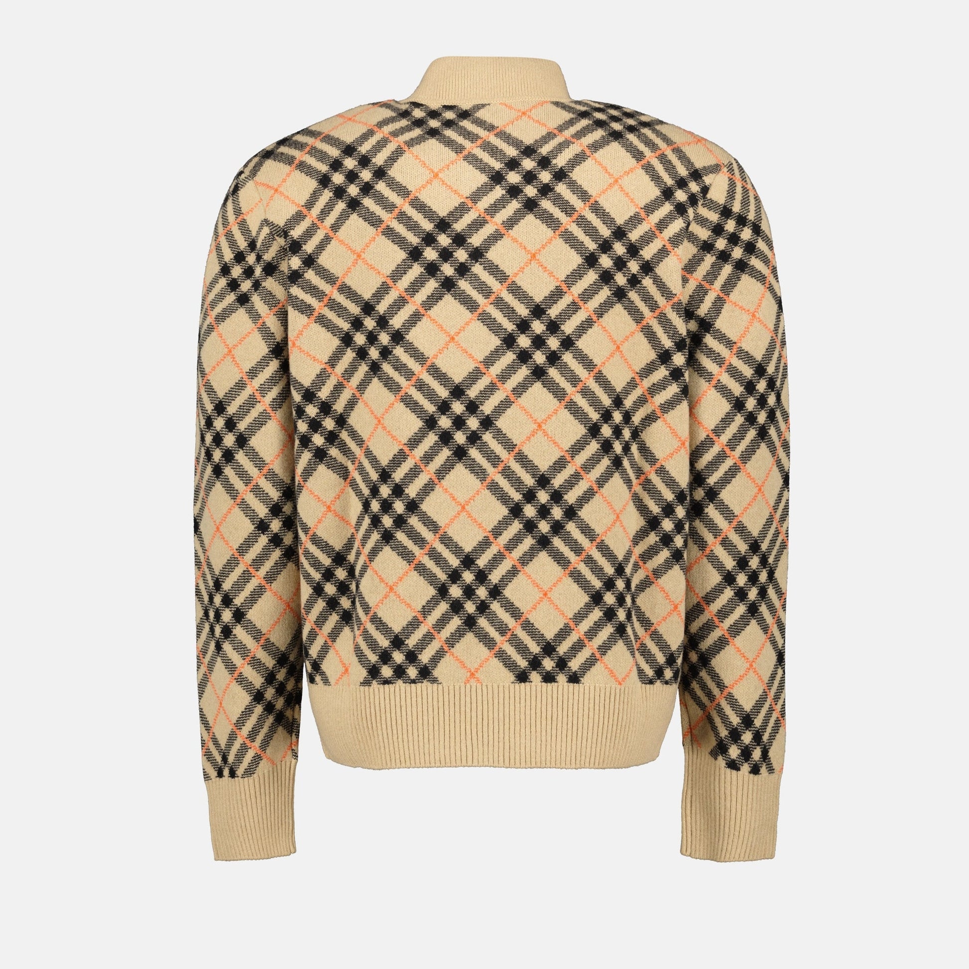 cashmere bomber jacket, Burberry check pattern, autumn-winter outerwear, men's luxury fashion, designer jackets