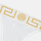 Versace lingerie, Medusa Greca String, luxury intimate wear, white string, designer underwear